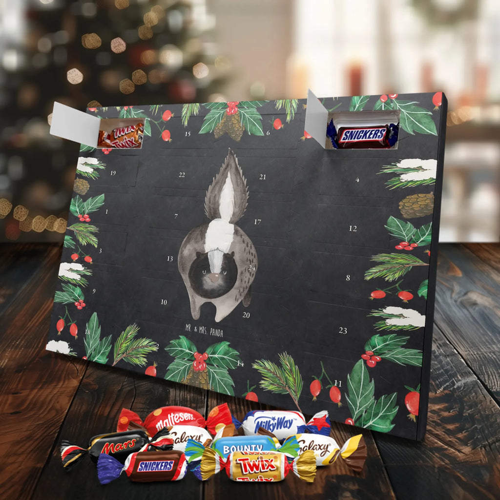 Chocolate advent calendar skunk attack angry, wild animal, predator, stinky, threatening
