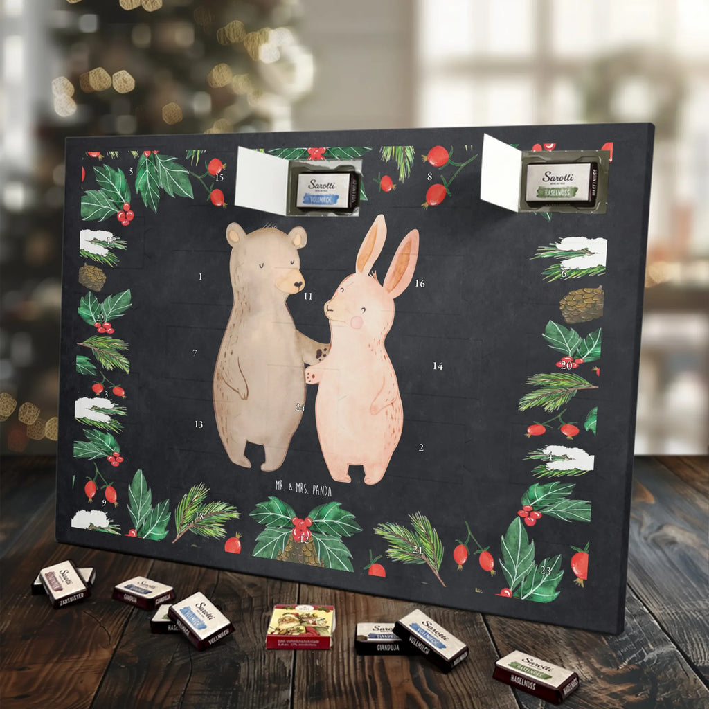Chocolate advent calendar bear and rabbit Embrace Loving, Marriage, Proposal of marriage, anniversary gift, Together, Love gift, gift for her, gift for him, Two, friends, rabbit, best friend