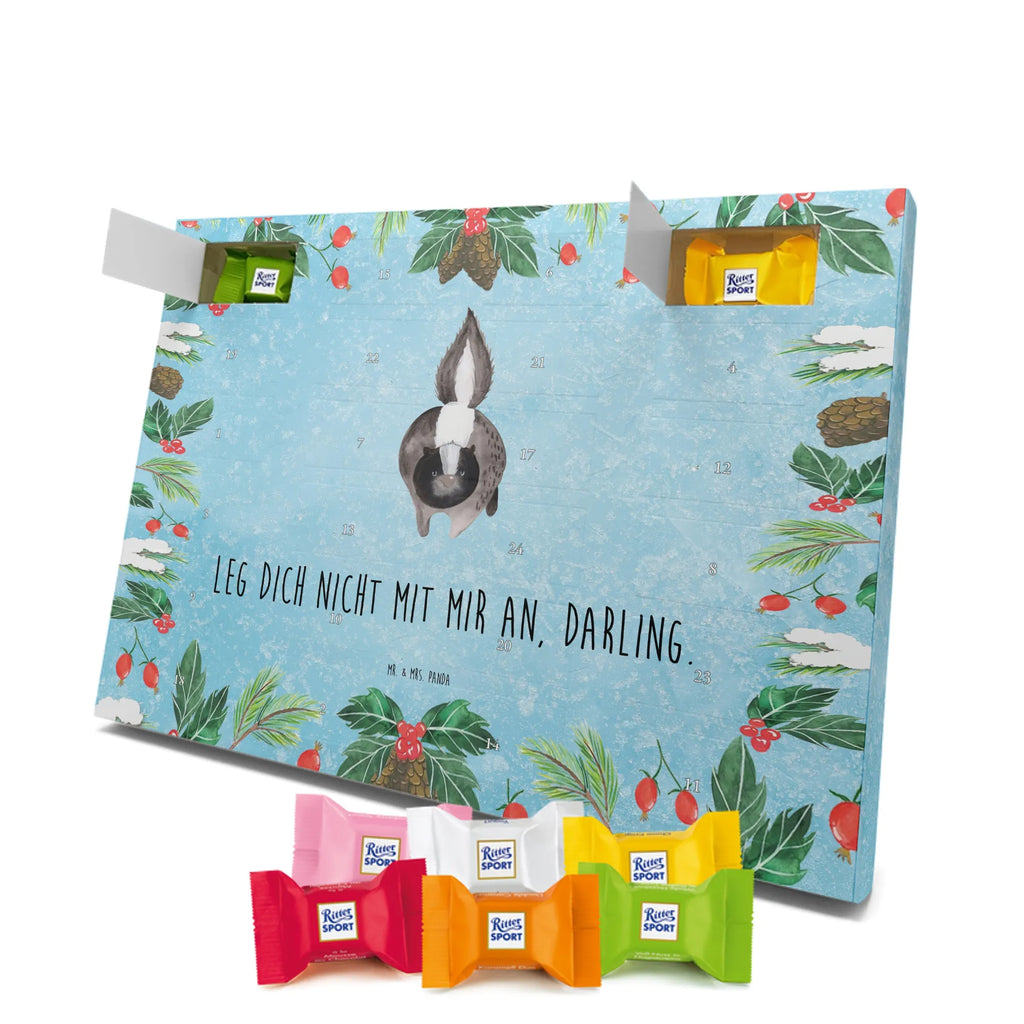 Chocolate advent calendar skunk attack angry, wild animal, predator, stinky, threatening