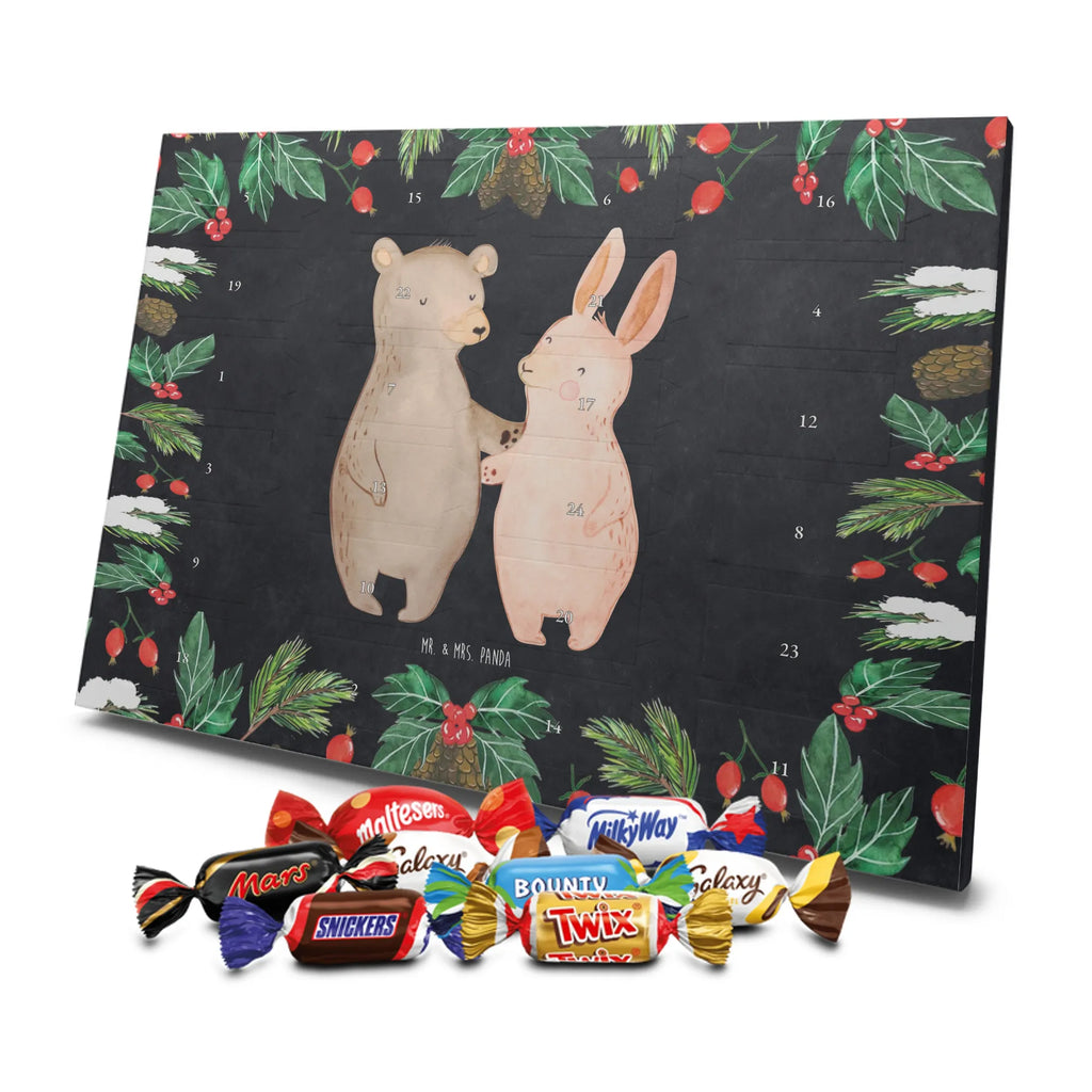 Chocolate advent calendar bear and rabbit Embrace Loving, Marriage, Proposal of marriage, anniversary gift, Together, Love gift, gift for her, gift for him, Two, friends, rabbit, best friend