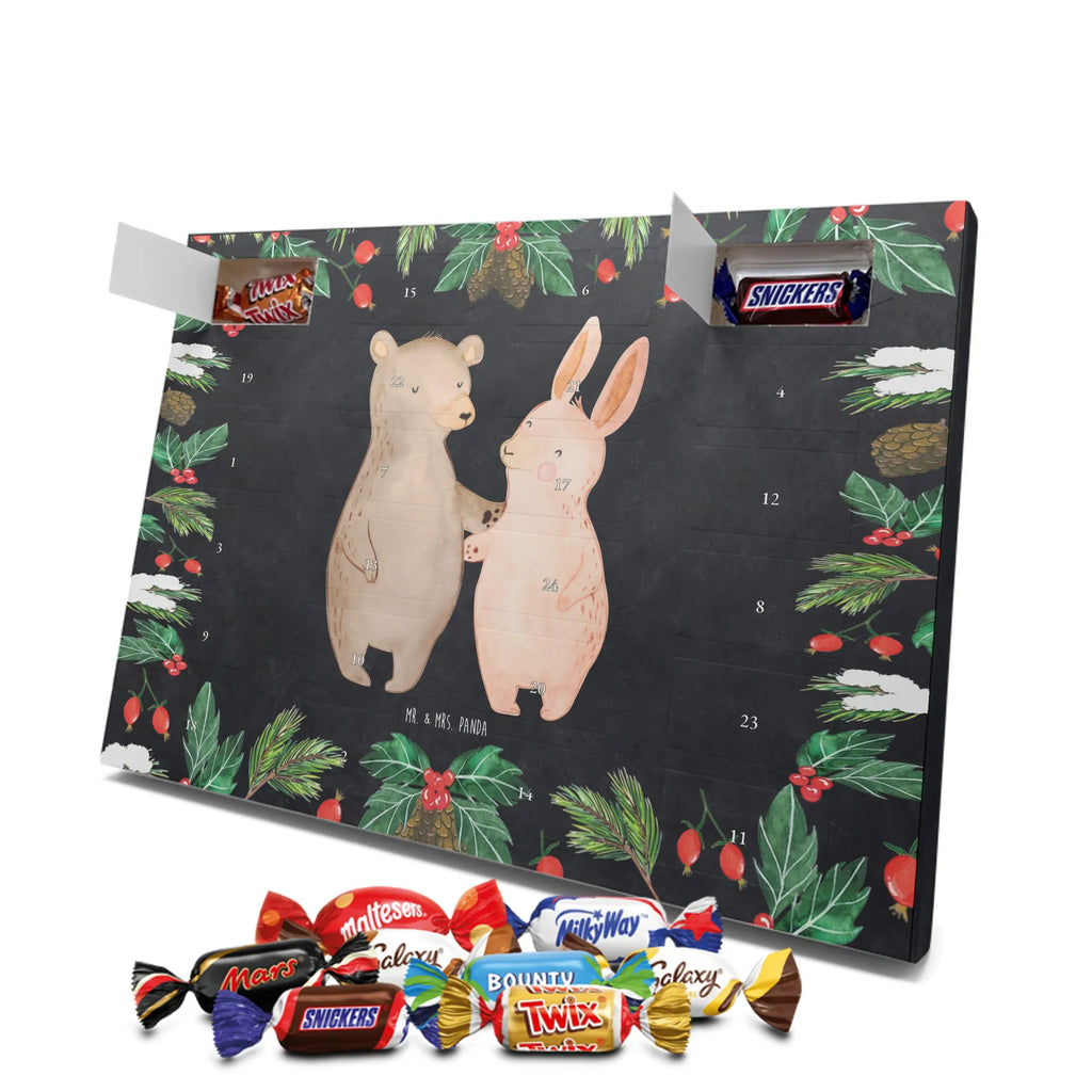 Chocolate advent calendar bear and rabbit Embrace Loving, Marriage, Proposal of marriage, anniversary gift, Together, Love gift, gift for her, gift for him, Two, friends, rabbit, best friend