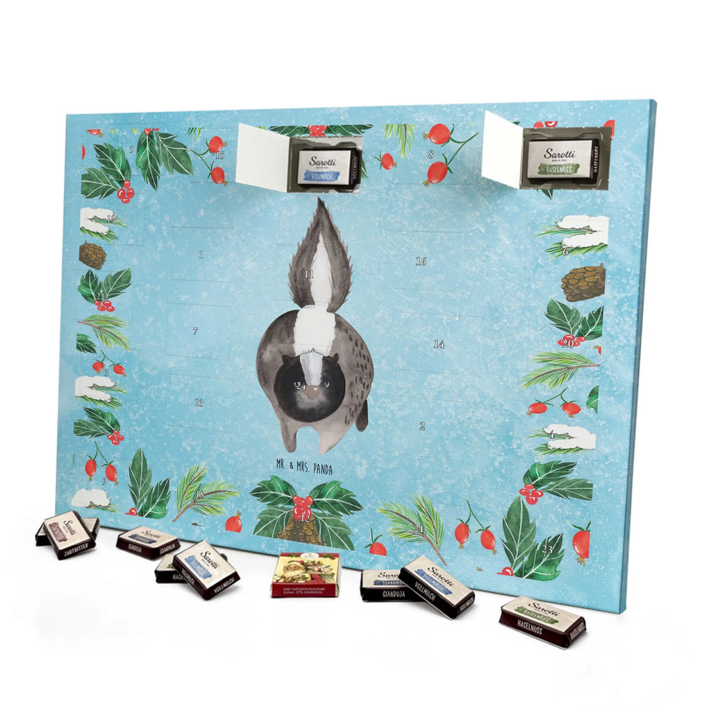 Chocolate advent calendar skunk attack angry, wild animal, predator, stinky, threatening