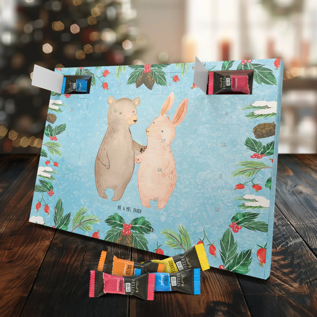 Chocolate advent calendar bear and rabbit Embrace Loving, Marriage, Proposal of marriage, anniversary gift, Together, Love gift, gift for her, gift for him, Two, friends, rabbit, best friend