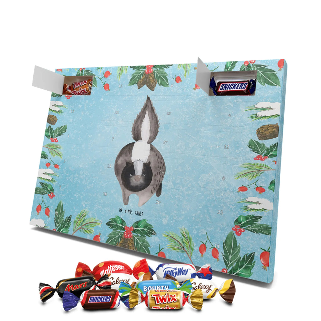 Chocolate advent calendar skunk attack angry, wild animal, predator, stinky, threatening