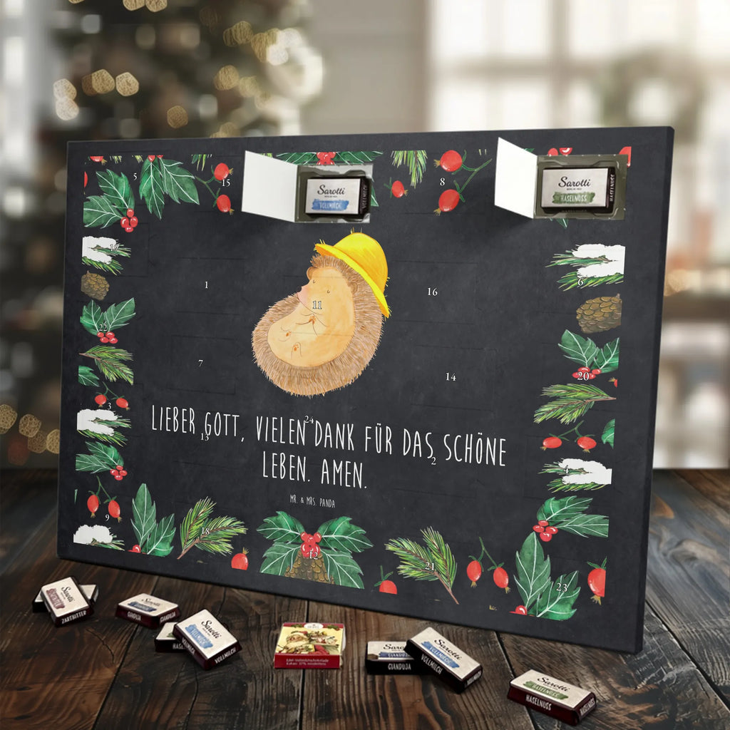 Chocolate advent calendar Hedgehog Pray gift ideas, gifts, small animals, good mood, cute, funny sayings, cute animal motives, hand drawn, special gifts, card, animal lover, pray, God, sun hat, enjoy, hedgehog with hat, gratitude, be grateful