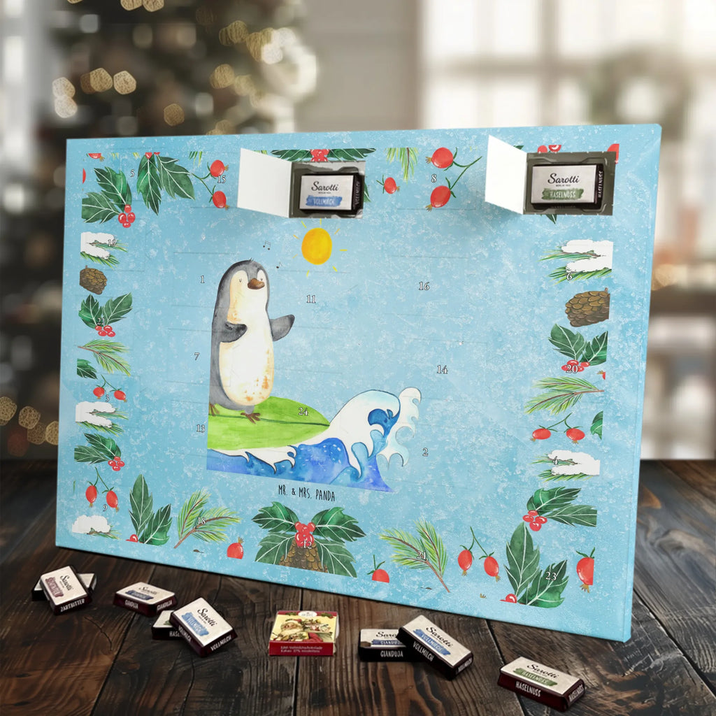 Chocolate advent calendar Penguin surfer North Pole, Penguins, waves, surfing, wave riding, holidays, penguins, surfers