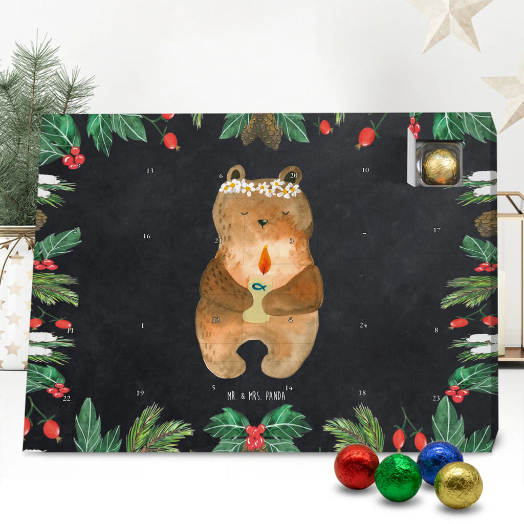 Chocolate advent calendar bear communion cuddly toy, teddy bear, God's blessing, catholic, baptismal candle, communion