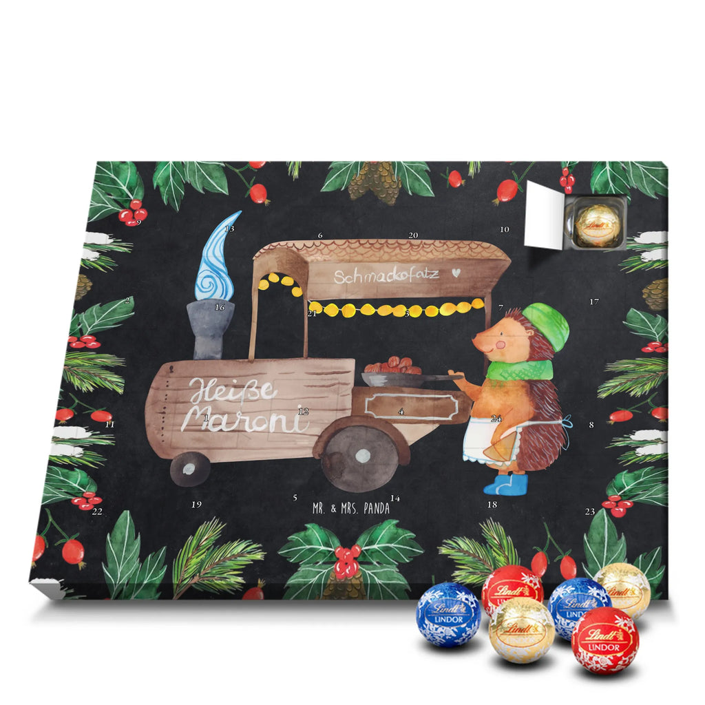 Chocolate advent calendar hedgehog Chestnuts Christmas time, snow