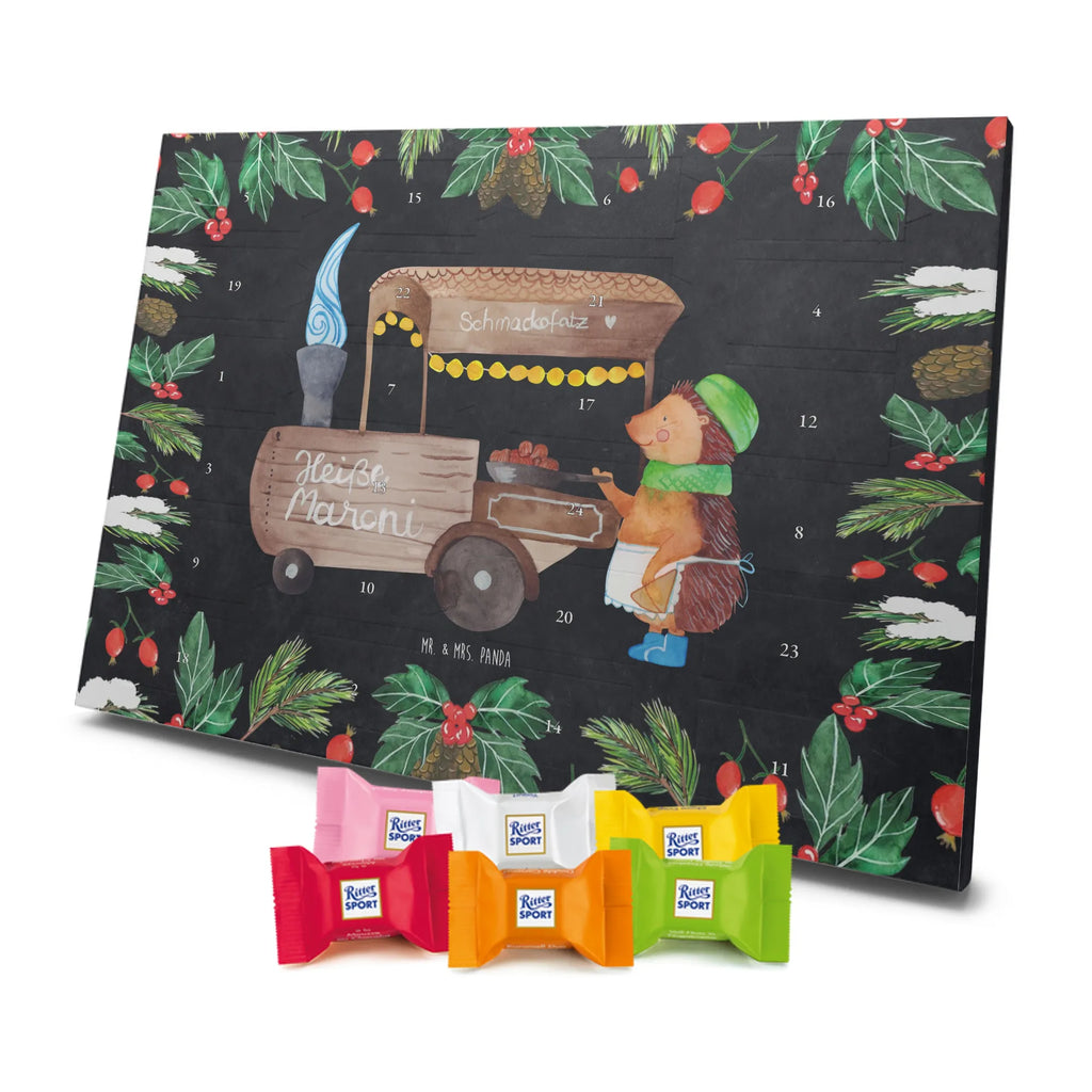 Chocolate advent calendar hedgehog Chestnuts Christmas time, snow