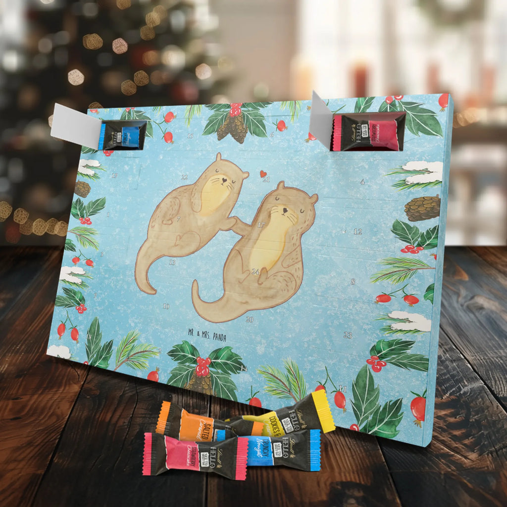 Chocolate advent calendar otter holding hands mammal, predator, gifts for people in love, gift ideas for animal lovers, animal, aquatic animal, marten, otter gifts, water mammal, water, water animal, sea otter, animal lover, European otter, baby otter, Otter Sea Otter Lake Otter