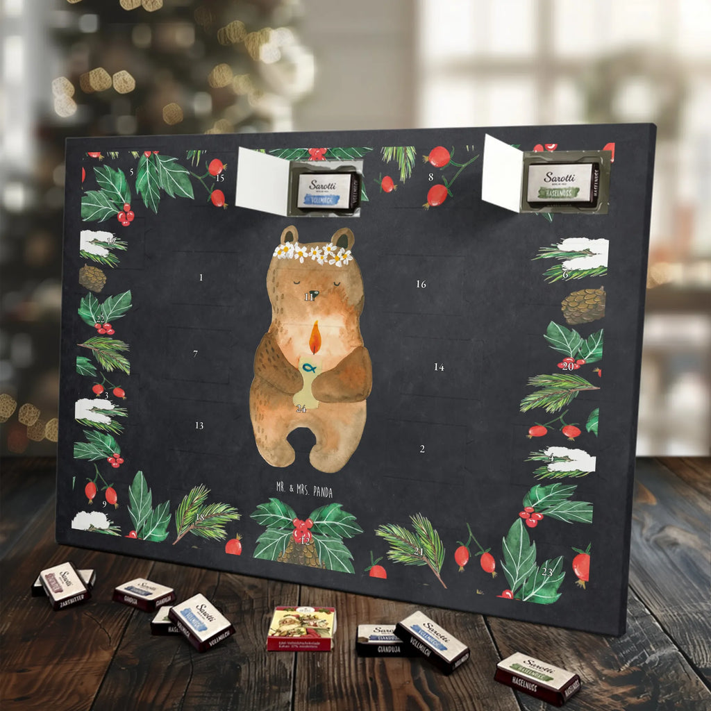 Chocolate advent calendar bear communion cuddly toy, teddy bear, God's blessing, catholic, baptismal candle, communion