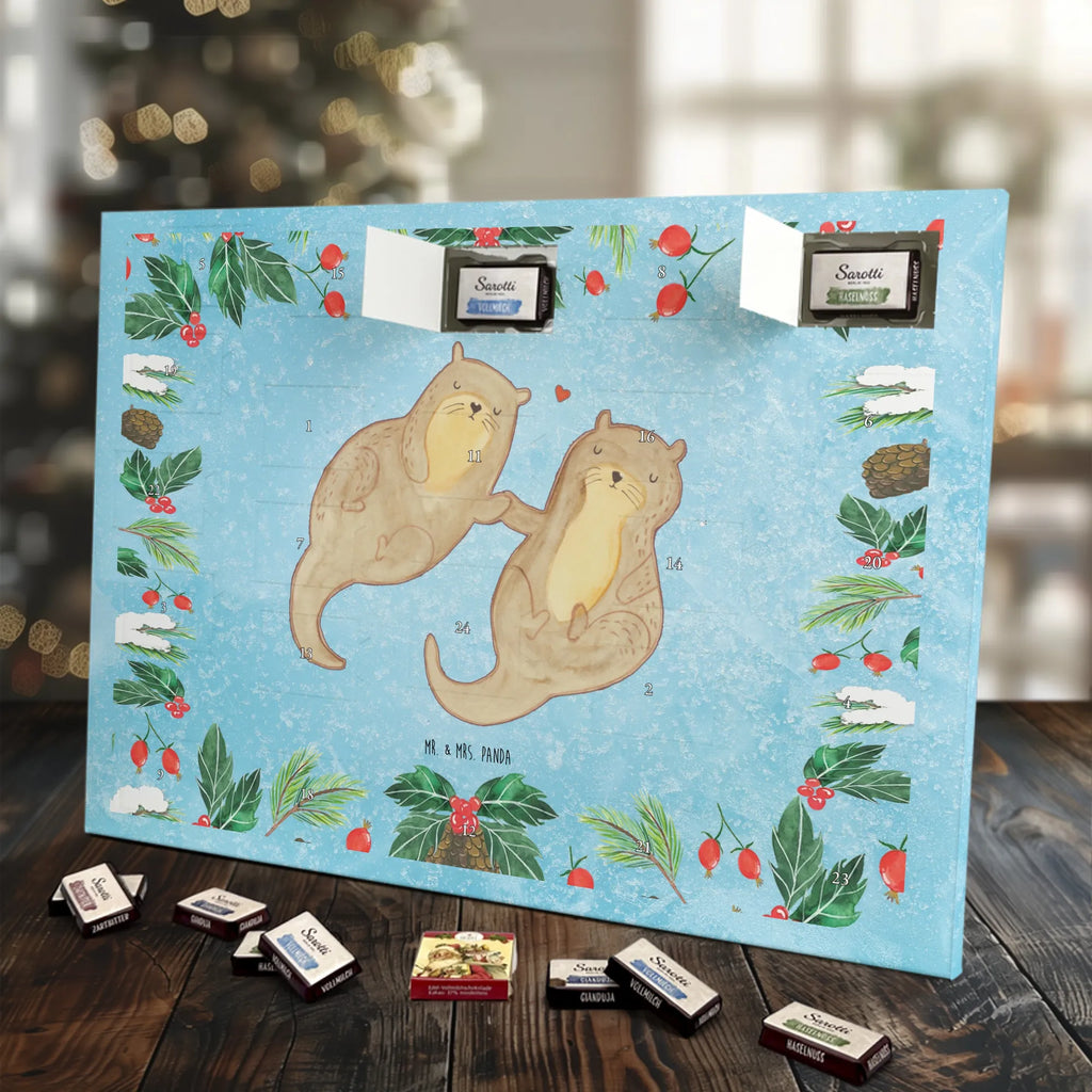 Chocolate advent calendar otter holding hands mammal, predator, gifts for people in love, gift ideas for animal lovers, animal, aquatic animal, marten, otter gifts, water mammal, water, water animal, sea otter, animal lover, European otter, baby otter, Otter Sea Otter Lake Otter