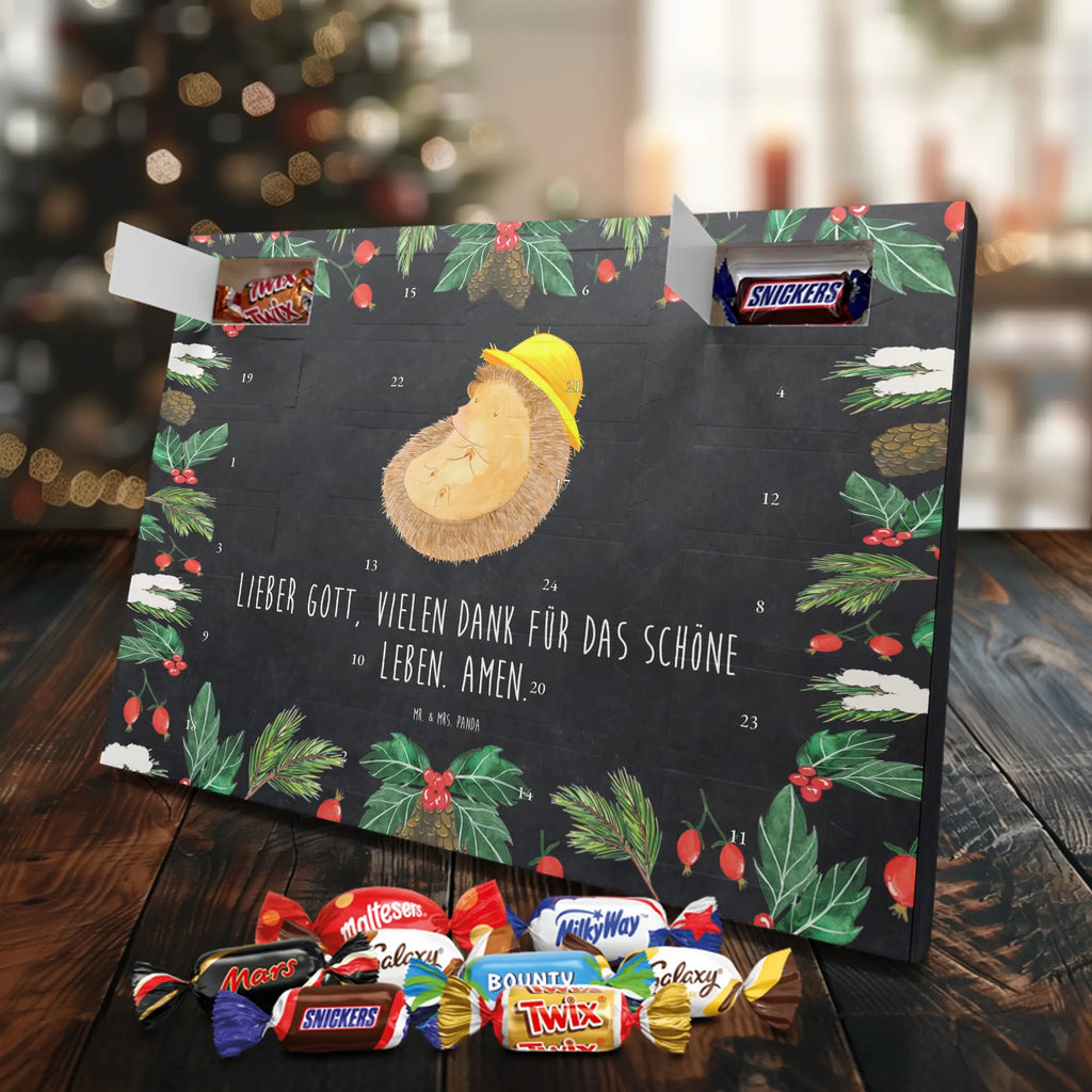 Chocolate advent calendar Hedgehog Pray gift ideas, gifts, small animals, good mood, cute, funny sayings, cute animal motives, hand drawn, special gifts, card, animal lover, pray, God, sun hat, enjoy, hedgehog with hat, gratitude, be grateful