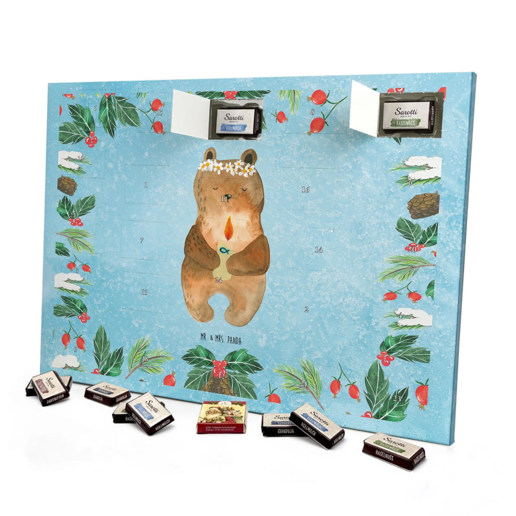 Chocolate advent calendar bear communion cuddly toy, teddy bear, God's blessing, catholic, baptismal candle, communion