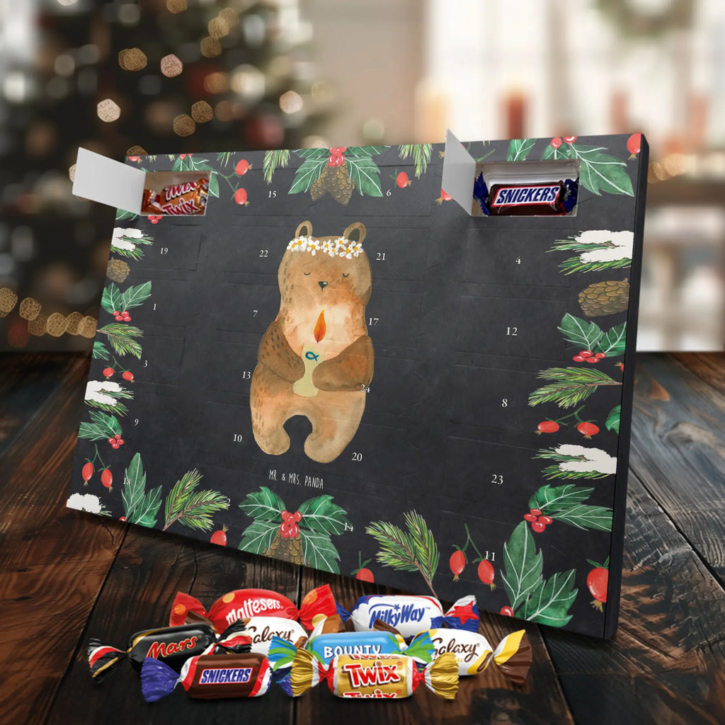 Chocolate advent calendar bear communion cuddly toy, teddy bear, God's blessing, catholic, baptismal candle, communion