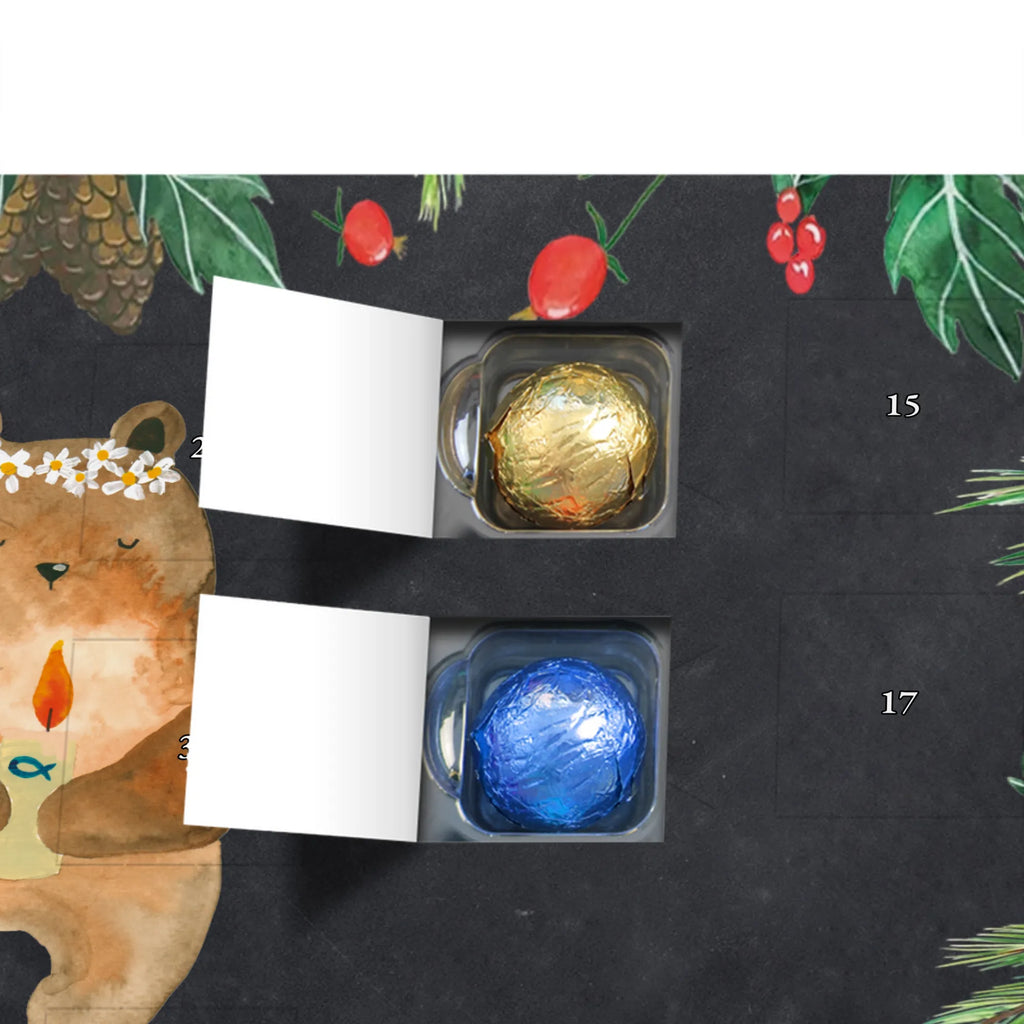 Chocolate advent calendar bear communion cuddly toy, teddy bear, God's blessing, catholic, baptismal candle, communion