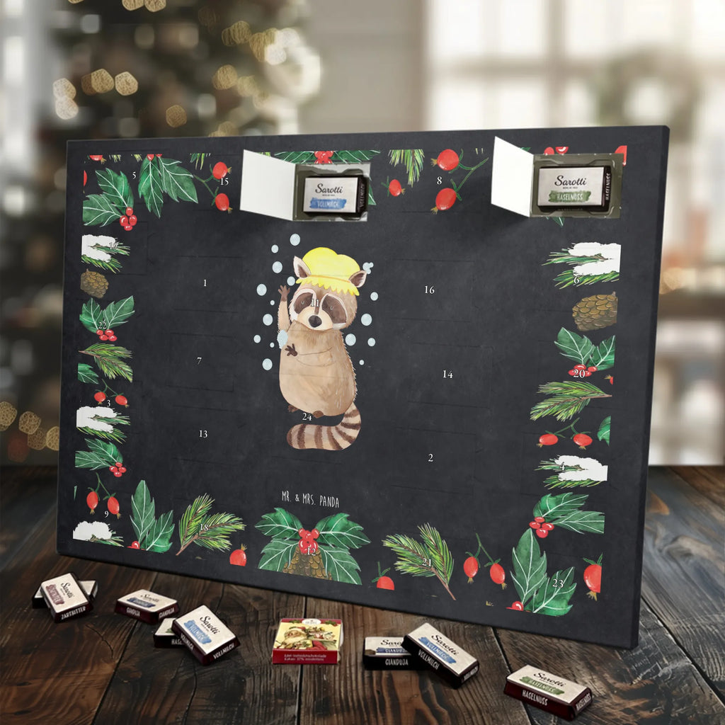 Chocolate advent calendar Raccoon gift ideas, gifts, small animals, good mood, cute, funny sayings, cute animal motives, hand drawn, special gifts, card, animal lover, raccoon, soap bubbles, wash, daydreaming