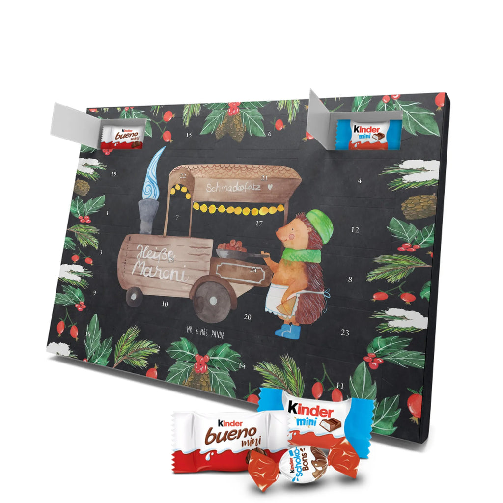 Chocolate advent calendar hedgehog Chestnuts Christmas time, snow