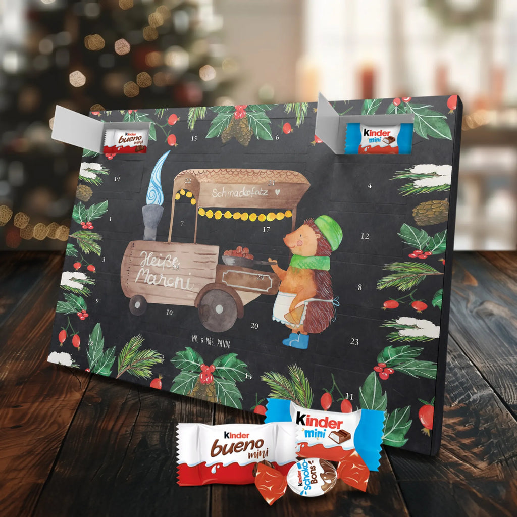 Chocolate advent calendar hedgehog Chestnuts Christmas time, snow