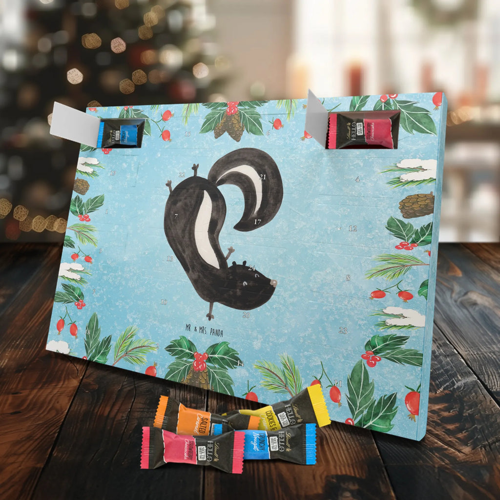 Chocolate advent calendar skunk handstand child, stink, playful, playground, wild animal, predator