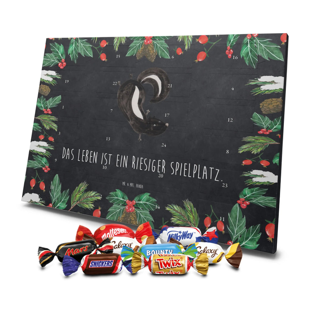 Chocolate advent calendar skunk handstand child, stink, playful, playground, wild animal, predator