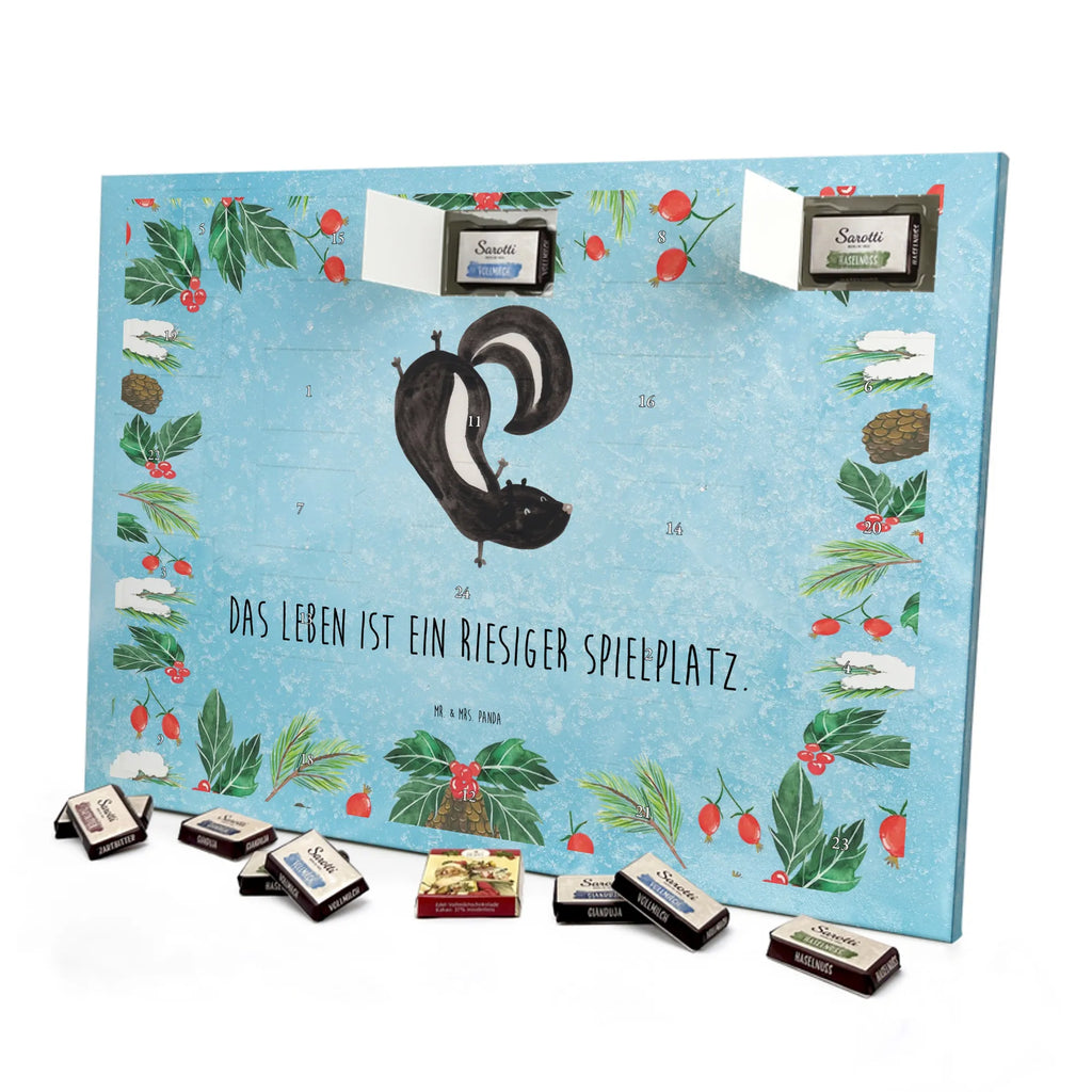 Chocolate advent calendar skunk handstand child, stink, playful, playground, wild animal, predator