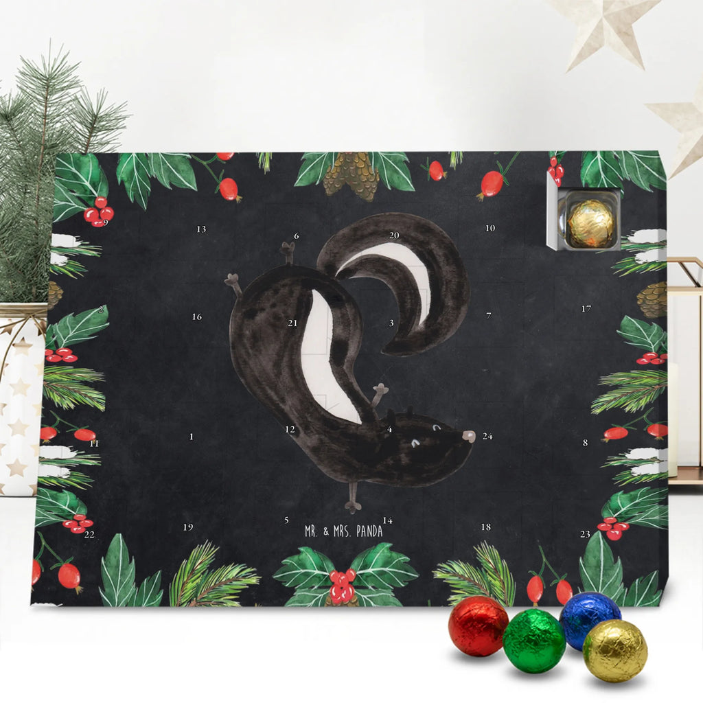 Chocolate advent calendar skunk handstand child, stink, playful, playground, wild animal, predator