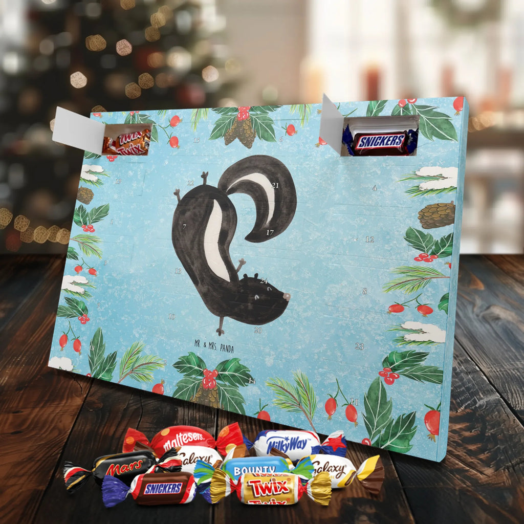 Chocolate advent calendar skunk handstand child, stink, playful, playground, wild animal, predator