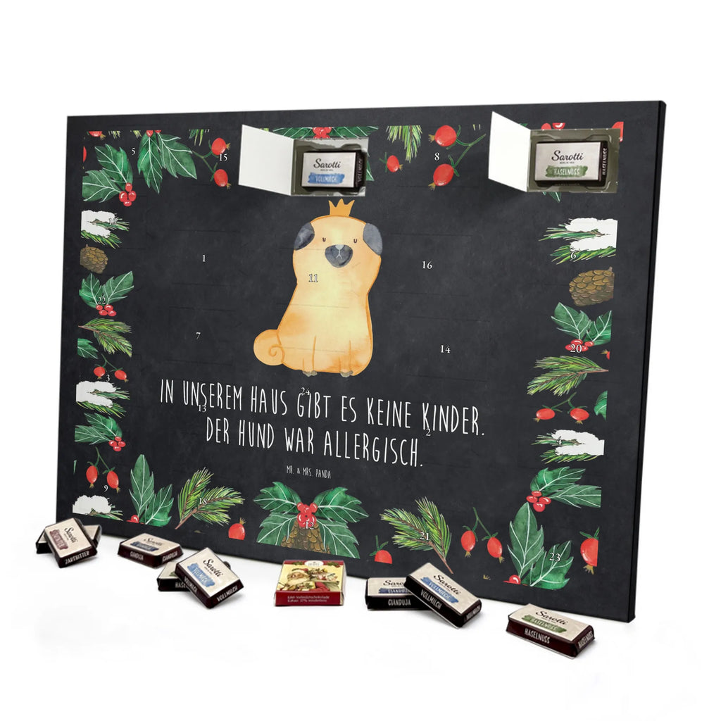 Chocolate advent calendar pug Crown mutt, dog sayings, love dogs, dog mama, funny gifts for dog owners, woof, what do you give a dog lover, dog breed, Christmas gifts for dogs, gifts for dogs, bag with dog print, love for dogs, hound, dog decorative items, childless, allergic, dog owners. Saying, Pug, house rules