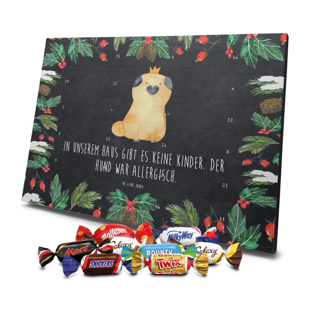 Chocolate advent calendar pug Crown mutt, dog sayings, love dogs, dog mama, funny gifts for dog owners, woof, what do you give a dog lover, dog breed, Christmas gifts for dogs, gifts for dogs, bag with dog print, love for dogs, hound, dog decorative items, childless, allergic, dog owners. Saying, Pug, house rules