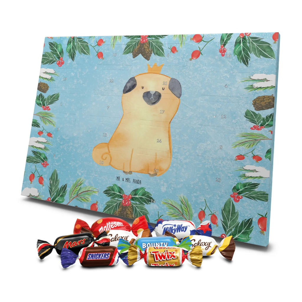 Chocolate advent calendar pug Crown mutt, dog sayings, love dogs, dog mama, funny gifts for dog owners, woof, what do you give a dog lover, dog breed, Christmas gifts for dogs, gifts for dogs, bag with dog print, love for dogs, hound, dog decorative items, childless, allergic, dog owners. Saying, Pug, house rules