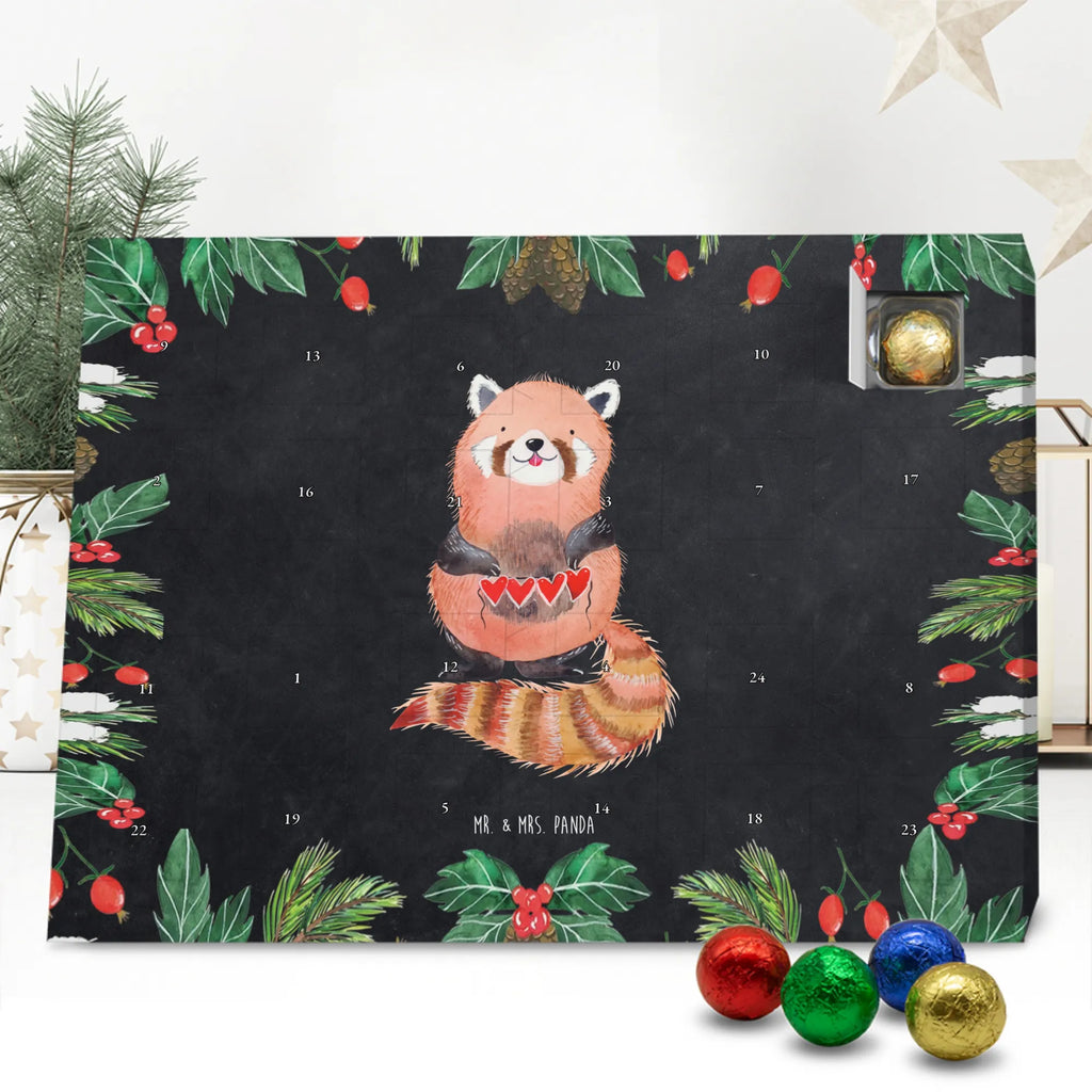 Chocolate advent calendar red panda gift ideas, gifts, small animals, good mood, cute, funny sayings, cute animal motives, hand drawn, special gifts, card, animal lover, favourite person, darling, red, heart