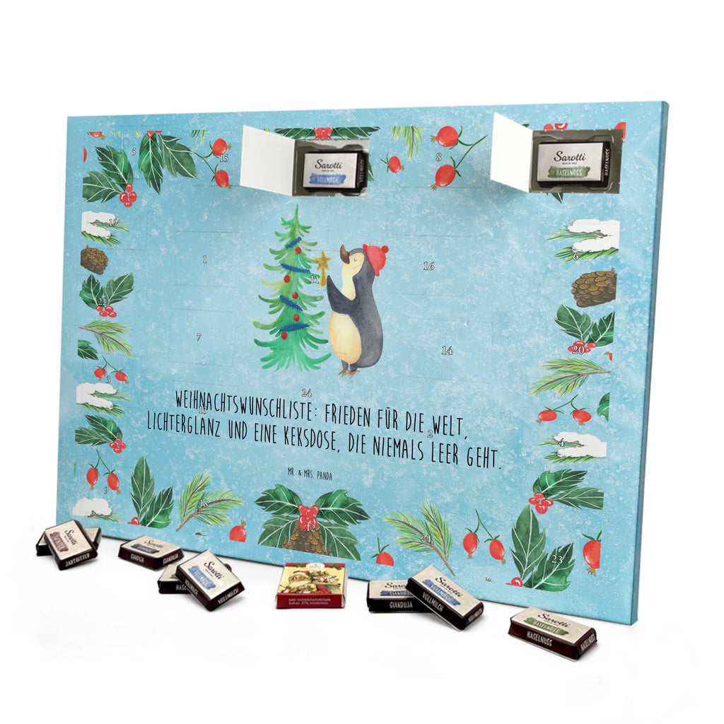 Chocolate advent calendar penguin Christmas tree Christmas time, snow