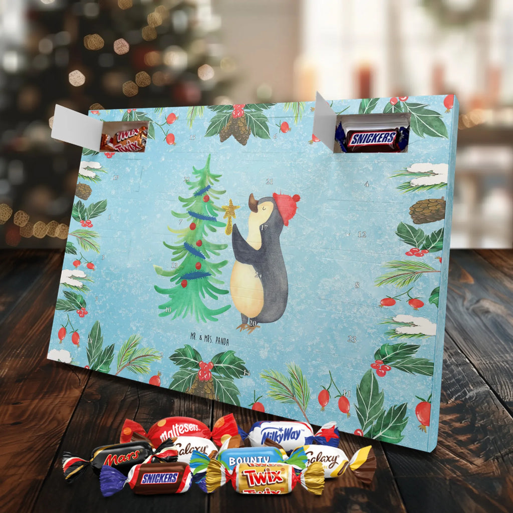 Chocolate advent calendar penguin Christmas tree Christmas time, snow