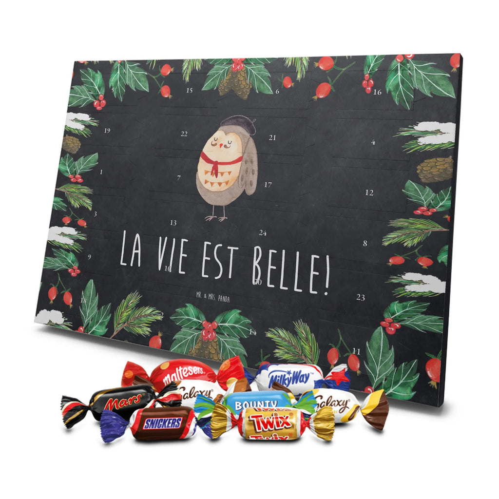 Chocolate advent calendar Owl France illustrated, nocturnal, romantic gift, gift ideas, birthday present, forest animal, bird, owl decor, Owls, Life is beautiful, Say beautiful, France, Say French, Owl decoration