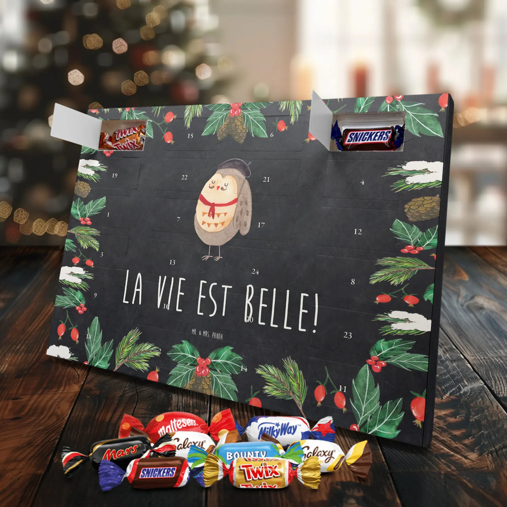 Chocolate advent calendar Owl France illustrated, nocturnal, romantic gift, gift ideas, birthday present, forest animal, bird, owl decor, Owls, Life is beautiful, Say beautiful, France, Say French, Owl decoration