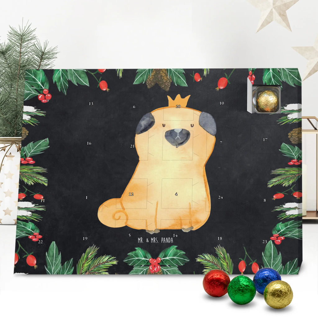 Chocolate advent calendar pug Crown mutt, dog sayings, love dogs, dog mama, funny gifts for dog owners, woof, what do you give a dog lover, dog breed, Christmas gifts for dogs, gifts for dogs, bag with dog print, love for dogs, hound, dog decorative items, childless, allergic, dog owners. Saying, Pug, house rules