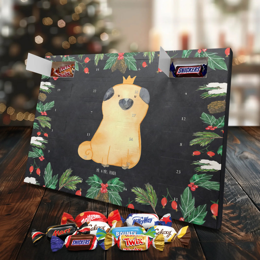 Chocolate advent calendar pug Crown mutt, dog sayings, love dogs, dog mama, funny gifts for dog owners, woof, what do you give a dog lover, dog breed, Christmas gifts for dogs, gifts for dogs, bag with dog print, love for dogs, hound, dog decorative items, childless, allergic, dog owners. Saying, Pug, house rules