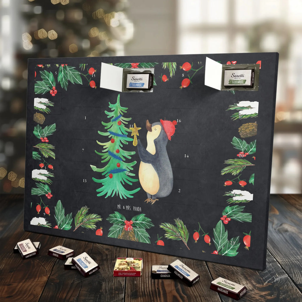 Chocolate advent calendar penguin Christmas tree Christmas time, snow