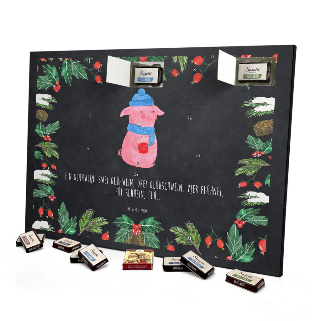 Chocolate advent calendar piggy Mulled wine Christmas time, snow, mulled wine, drunk, Christmas market, saying