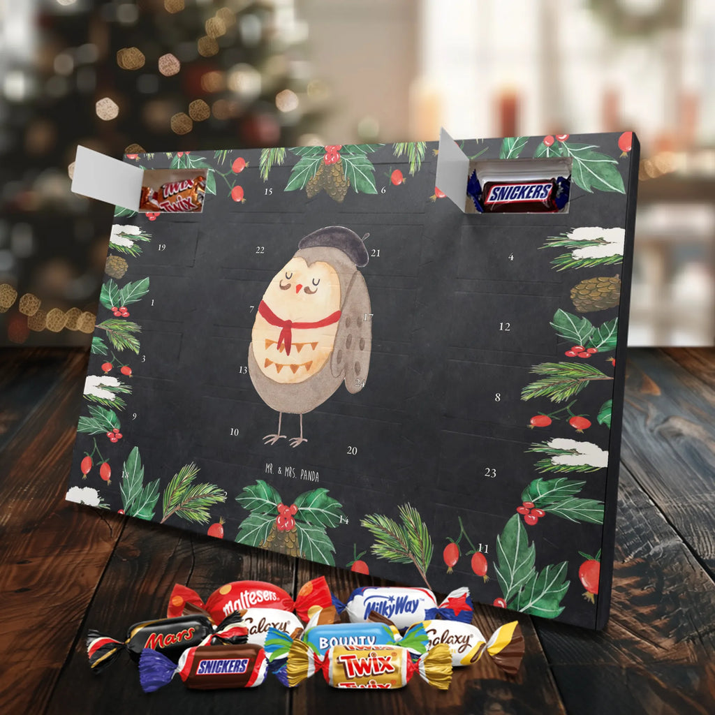 Chocolate advent calendar Owl France illustrated, nocturnal, romantic gift, gift ideas, birthday present, forest animal, bird, owl decor, Owls, Life is beautiful, Say beautiful, France, Say French, Owl decoration