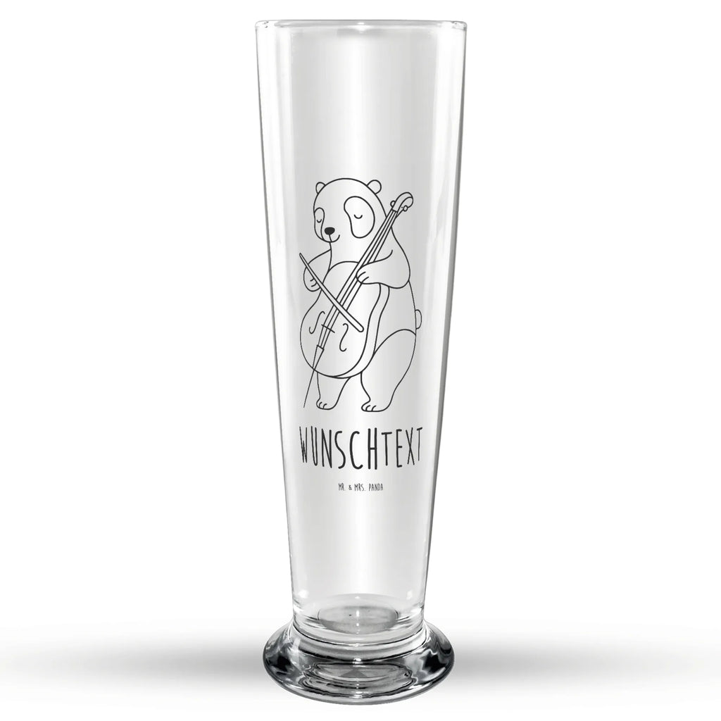 Personalized Beer Glass Panda Cello Instruments, gifts for musicians, music enthusiasts
