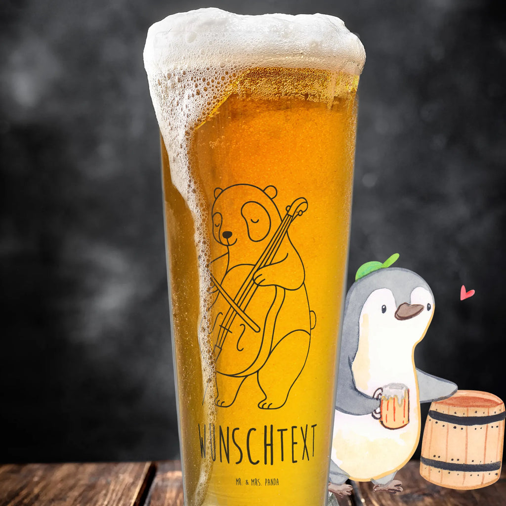 Personalized Beer Glass Panda Cello Instruments, gifts for musicians, music enthusiasts