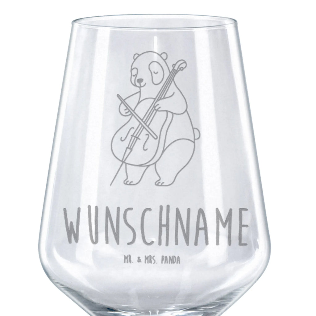 Personalized Red Wine Glass Panda Cello Instruments, gifts for musicians, music enthusiasts
