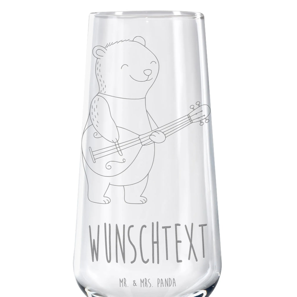 Personalized Sparkling Wine Glass Bear Mandolin Instruments, gifts for musicians, music enthusiasts