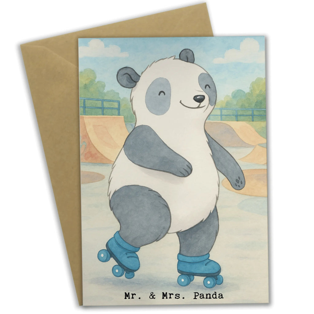 Greetings card panda roller blading Design Valentine&#39;s Day card, man, Love greeting card, wedding, favorite person, boy, grandma, high school graduation, Voucher card, gift ideas, wedding card, greeting card, Easter cards, friendship, Christmas cards, money gifts, folding card, birthday card, girlfriend, grandpa, boyfriend, Baptism, encouragement, woman, Gift, giving, thank you, award, profit, athlete, Inline skating, roller skating, roller blading