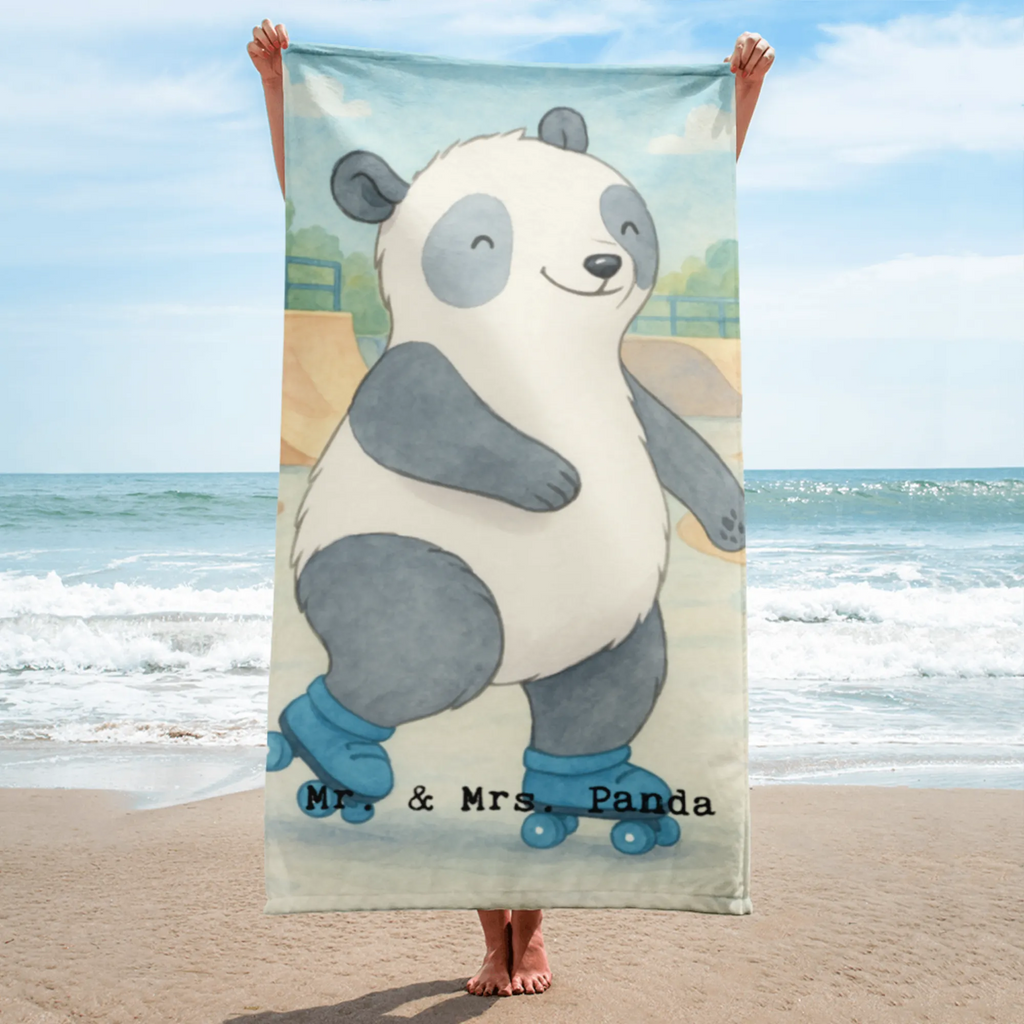 XL bath towel panda roller blading Design luxury bath sheet, extra large swim towel, XL bath towel, spa towel, large beach towel, oversized towel, Gift, giving, thank you, award, profit, athlete, Inline skating, roller skating, roller blading
