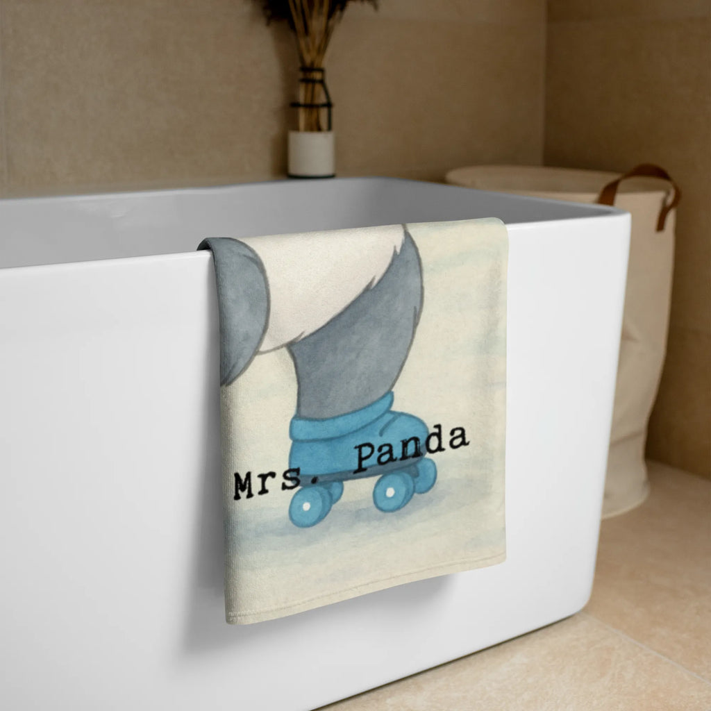 XL bath towel panda roller blading Design luxury bath sheet, extra large swim towel, XL bath towel, spa towel, large beach towel, oversized towel, Gift, giving, thank you, award, profit, athlete, Inline skating, roller skating, roller blading