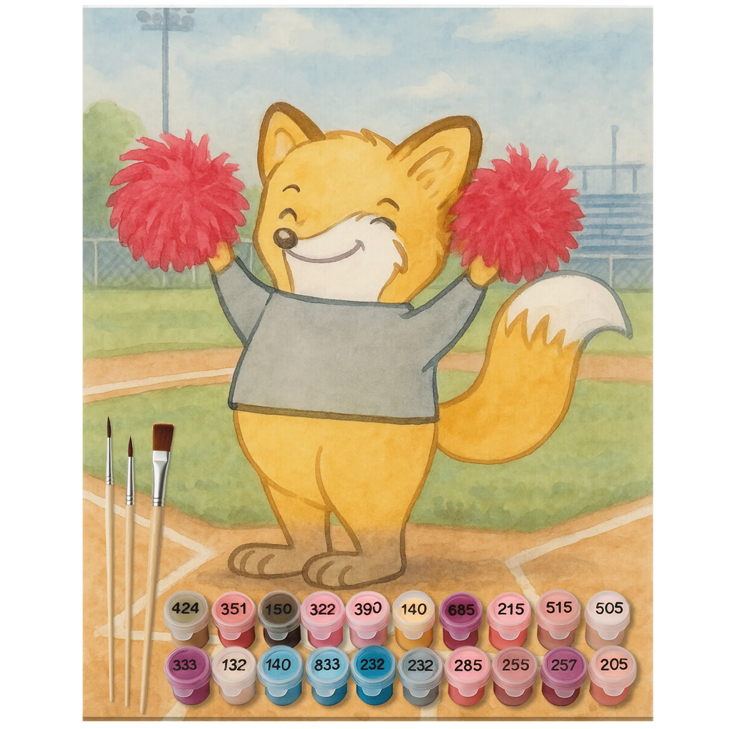 Paint by Numbers Fox cheerleader Design Gift, giving, thank you, award, profit, athlete, Tournaments, Gymnastics