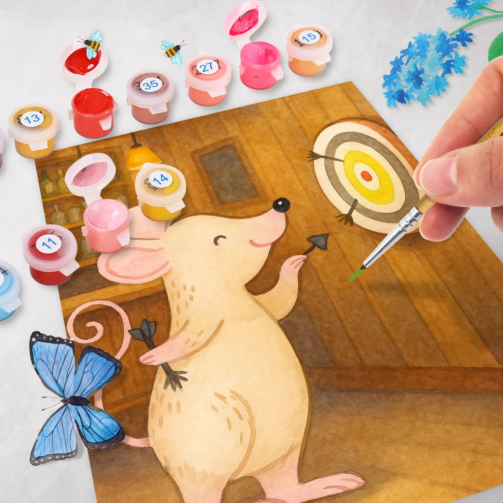 Paint by Numbers Mouse play darts Design Gift, giving, thank you, award, profit, athlete, Play darts, darts tournament